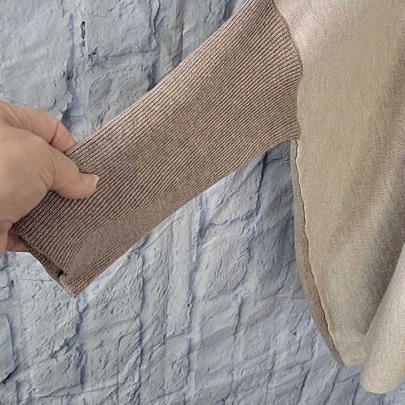 RENUAR Light Brown and Tan Poncho Sweater Large - Picture 4 of 8